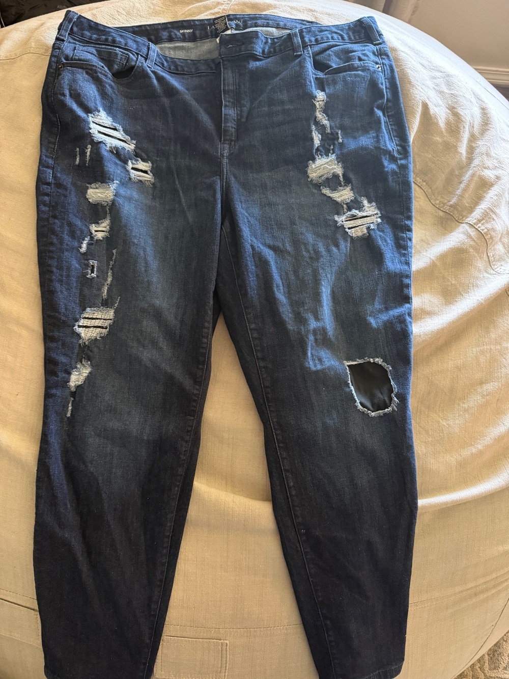 Lane Bryant Dark Blue Distressed Skinny Jeans size 26